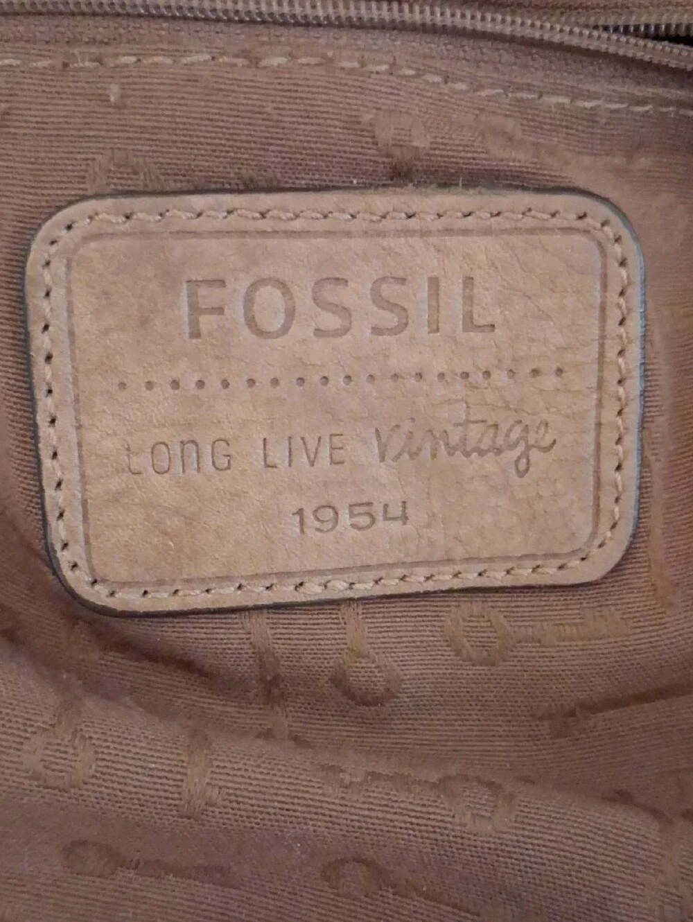 Vintage Fossil Brown Leather Tapestry Multicolor Turn Lock Crossbody Purse.
